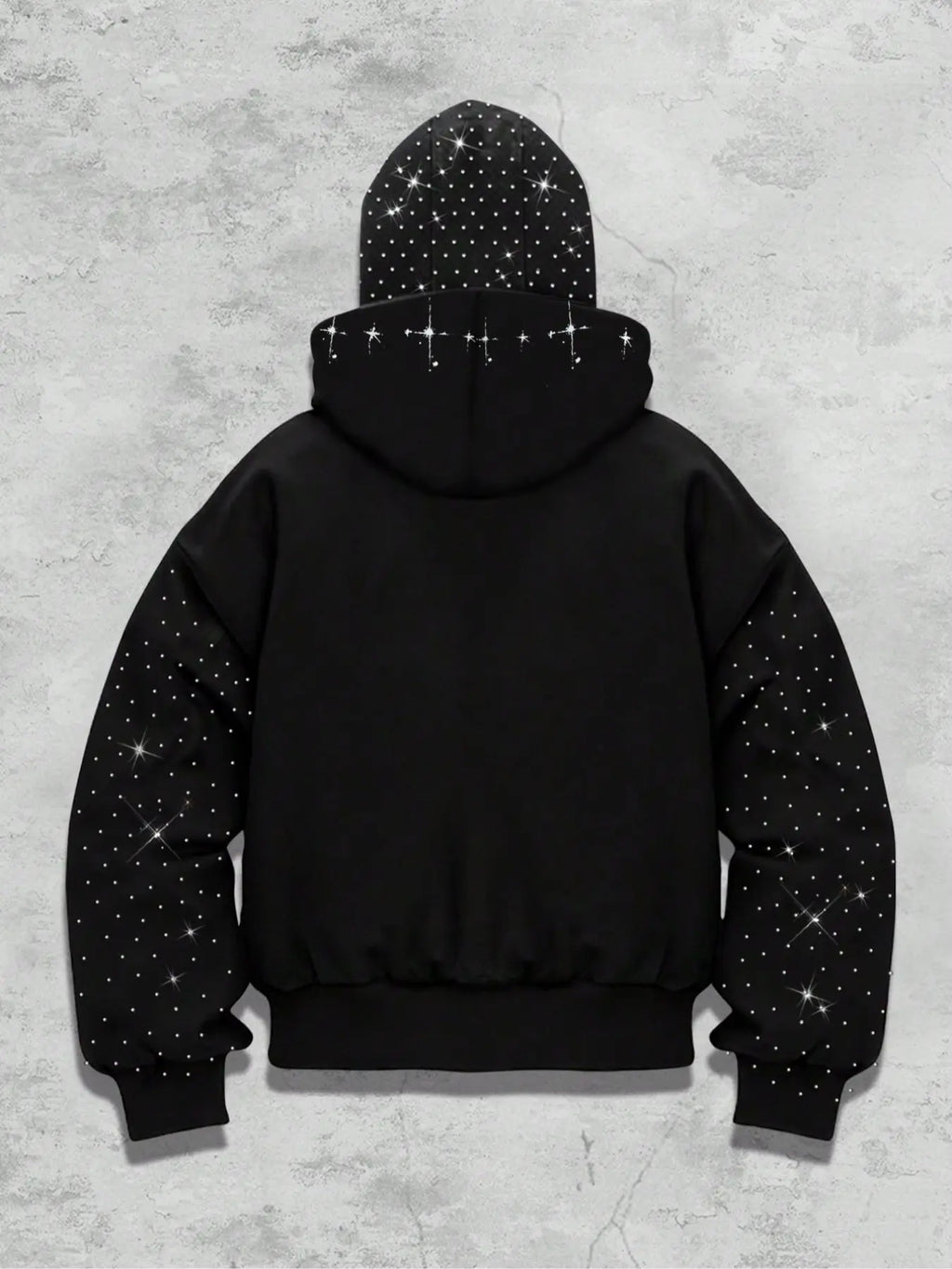 double hood rhinestone street casual loose men's zipper hoodie eye print sweatshirt, Graphic print hoodie autumn and winter fleece warm men and women brand Y2K jacket cool nightclub rock hip-hop music festival