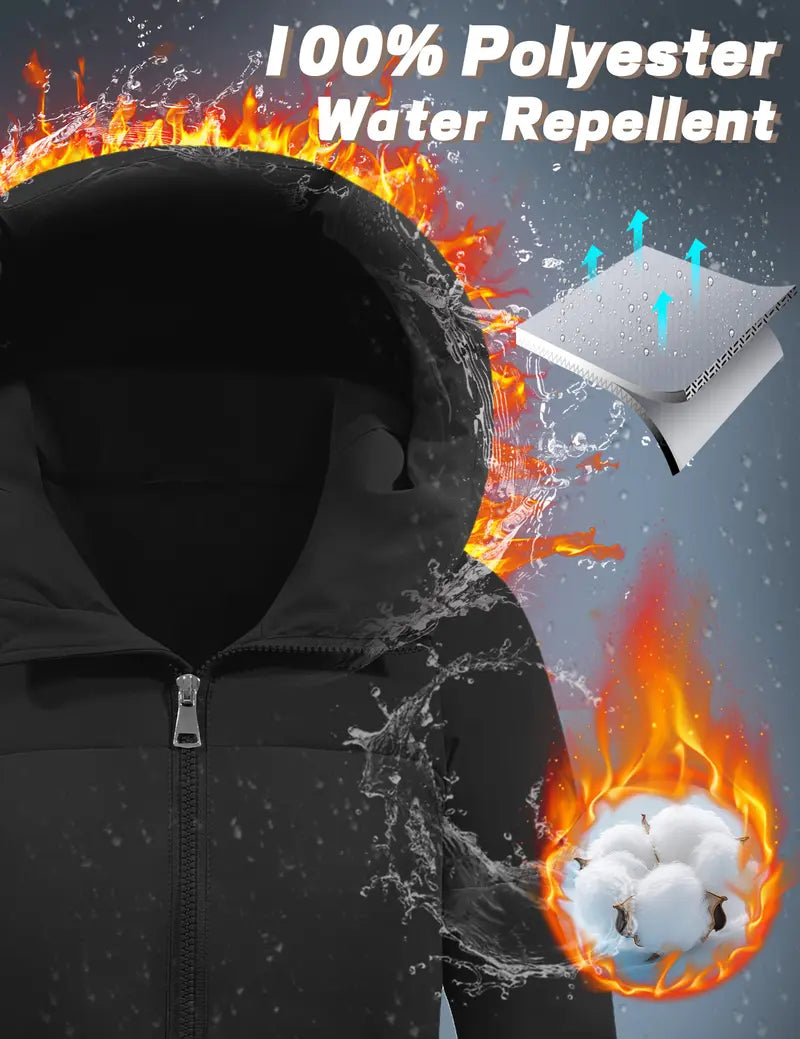 FASHORA Women Long Quilted Coat Hooded Maxi Length Long Sleeve Puffer Jacket Padded Coat Winter Outerwear Water-repellent