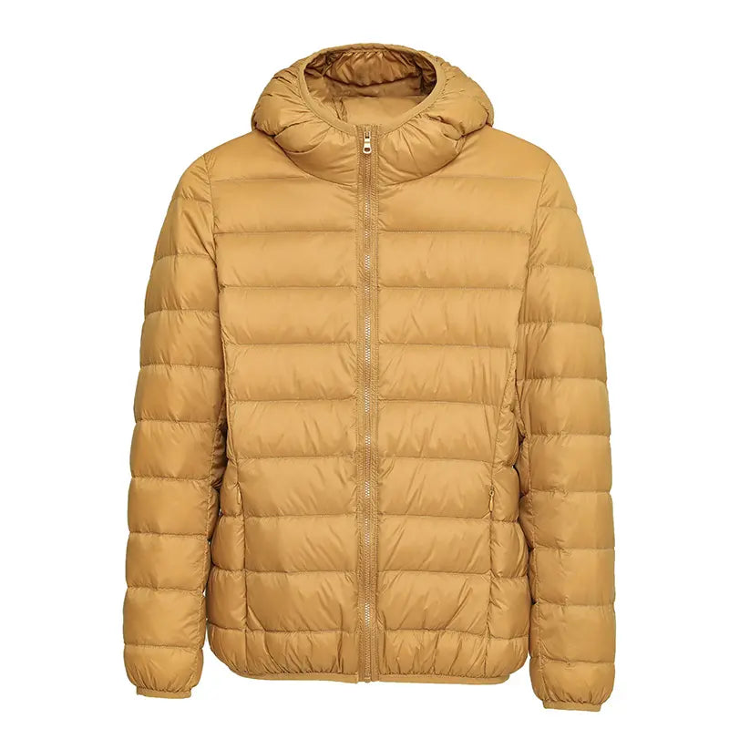 Clean Gent women’s winter down jacket, 90% white duckdown content, casual slim-fit hooded outerwear with pockets, lightweight and warm for autumn/winter commuting, new arrival for fall