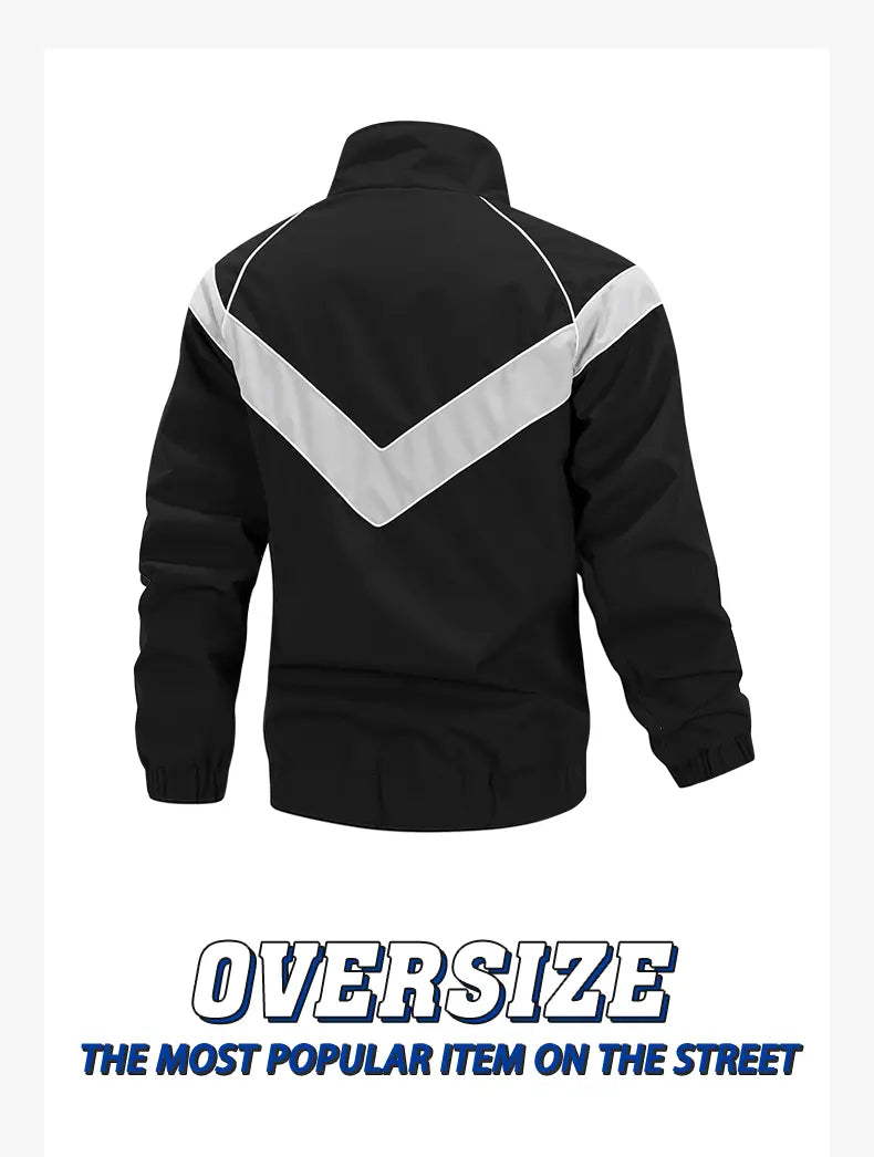 Men's Casual Stand Collar Jacket Features contrasting color trim detailing Windproof and abrasion-resistant surface Ideal for cycling, streetwear, and everyday casual wear Perfect layering piece for outerwear Streetwear apparel Coats Long Sleeve M...