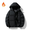 Men's Lightweight Hooded Puffer Coat Polyester, Vintage Fitted, Long Sleeve, Black/Plain Beige, Winter Warm, Cold Weather Protection, Casual Outerwear, Zippered Top for Daily & Business Casual Wear, Lightweight Puffer Coat