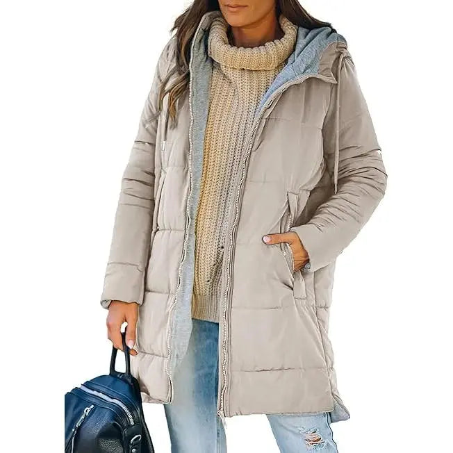 Imily Bela Womens Warm Puffer Down Jacket Hooded Winter Lightweight Mid Quilted Coat with Pockets
