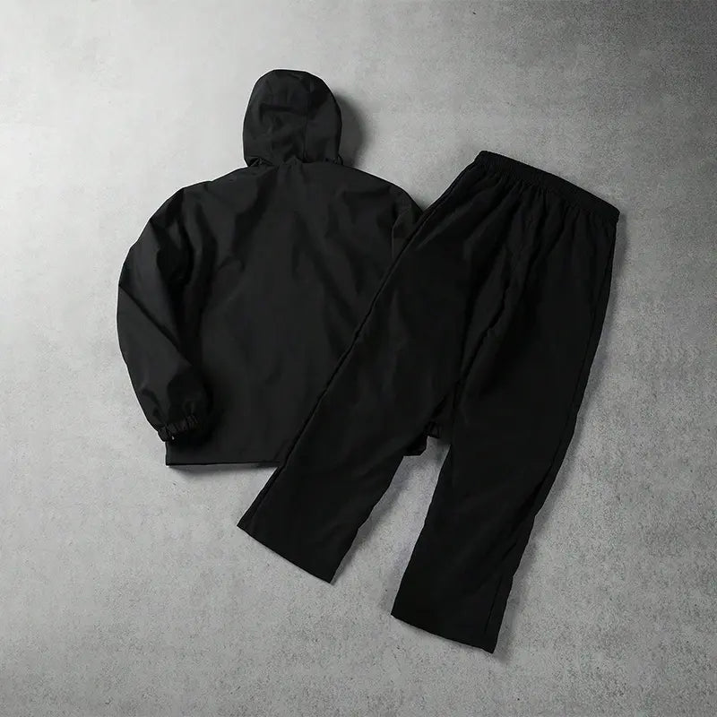 men's sweatsuit set Outdoor Windproof full zipper closure Jacket Stylish Hooded Athletic Coat Straight-Leg Casual pants para men 2 piece sets Athleisure Outfits Athleisure Tracksuit Set