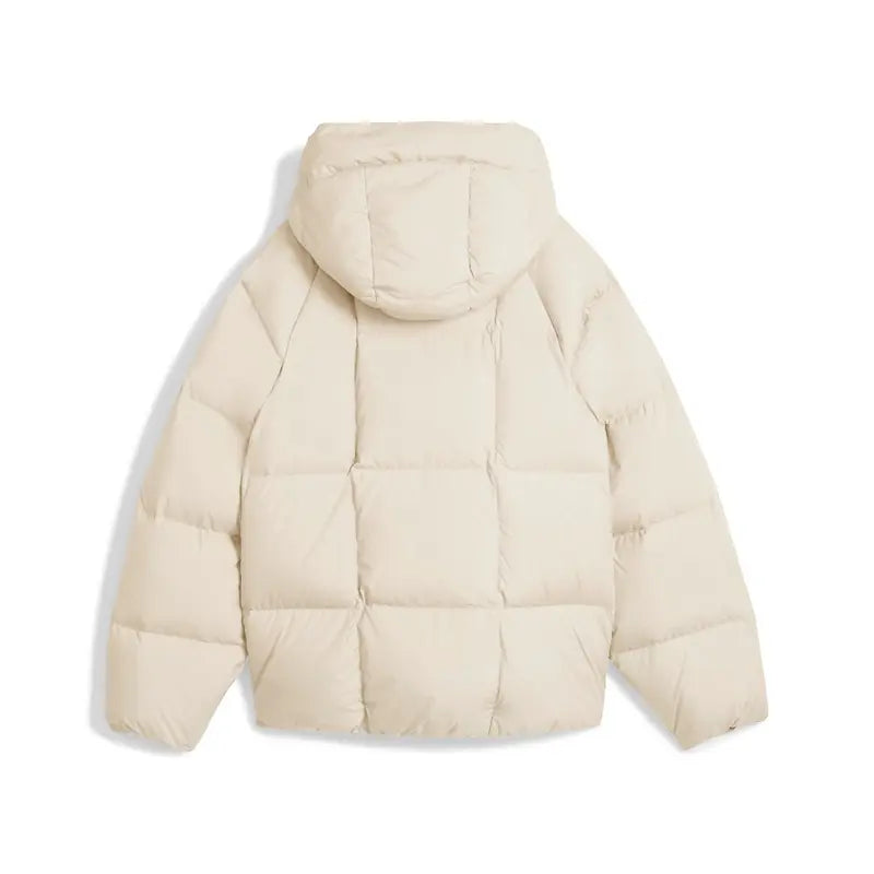 PUMA Womens Hooded Down Puffer Jacket Athletic Outerwear Casual - Beige
