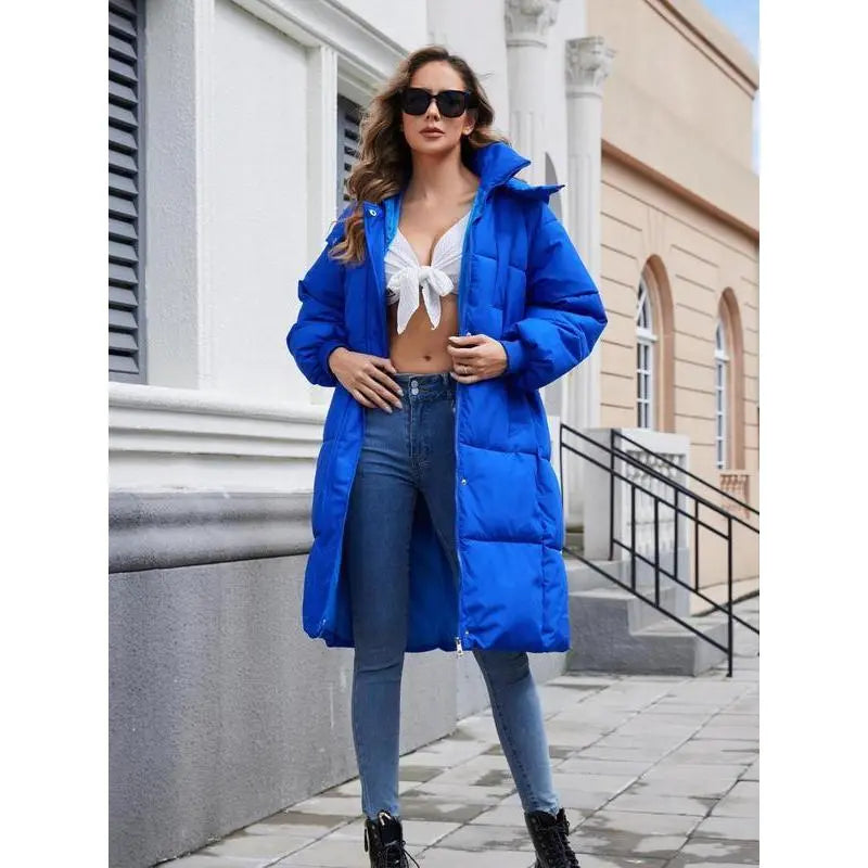 VVZ Women's Pink Button Front Full Zip Up Coat Trendy Warm Raglan Sleeve Outerwear for Daily Wear Puffer Jacket Hooded Coat Essential Winter Clothing Piece Style Tops Twist