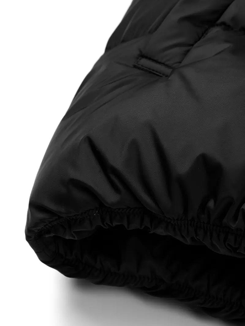 URMCZ Men's Regular-Fit Thick Warm Hooded Puffer Coat - Zip-Up, Long-Sleeve, Fitted, Outer Layer Style Keep Warm Real & Faux Fur Jacket, Padded Extra Coverage Winter Outerwear with Pocket, Casual Menswear for Oktoberfest, Beige/Black Boyfriend-Sty...