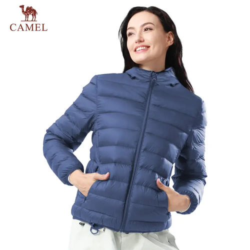 CAMEL Women's Ultra-Light Portable Down Jacket | 85% Duck Down Filling | Waterproof and Windproof | Foldable for Storage | Versatile for Various Occasions