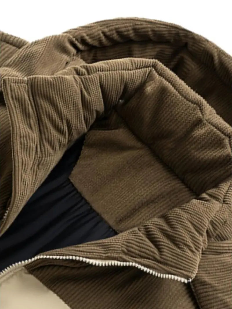 Men's Casual Thick Hooded Down Jacket, Polyester Fiber Filled, Winter Color Block Design, Long Sleeve Detachable Hat, Warm Outerwear, Coats
