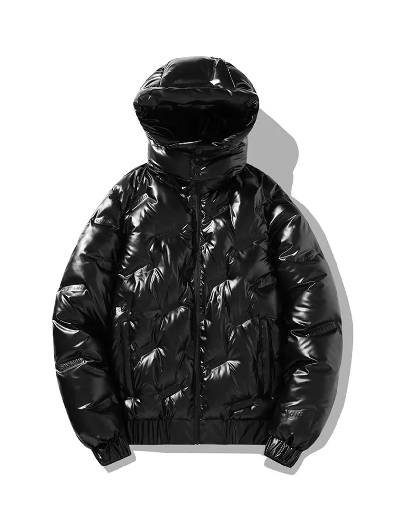 1 Pack Oversized Shiny Puffer Jacket TikTok Viral Streetwear Windproof Insulated Hooded Coat for Men Women Daily & Outdoor Casual Jacket Coat