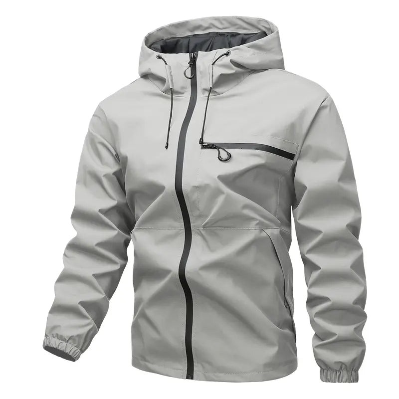 JOGWAVE Men’s Lightweight Hooded Windbreaker Jacket - Menswear Tops, Athletic Plain Regular Fit, Windproof Polyester, Long Sleeve, Zipper Closure, Pockets for Casual Outdoor Everyday Wear