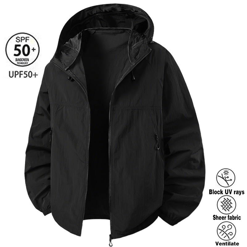 2026 Summer Hooded Sunscreen Clothing Skin Clothes Men's Summer Ultra Thin Breathable Outdoor Fishing Skin Windbreaker Fishing Sunscreen Coat