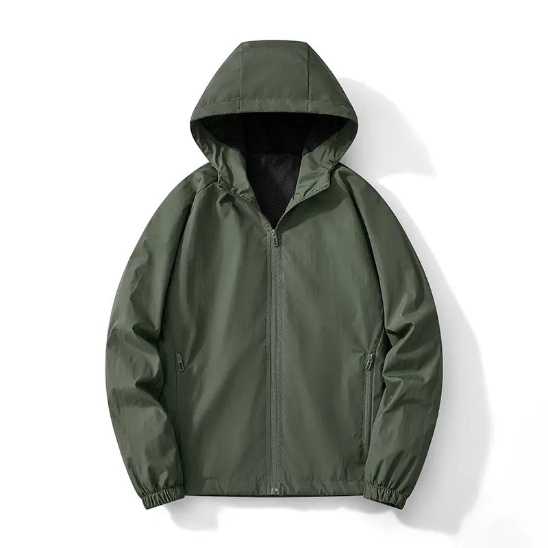 Men's Casual Hooded Mesh Softshell Jacket - Lightweight, Windproof, Full-Zip Outdoor Activewear for Camping, Hiking, Commuting, Menswear Coats, Sportswear