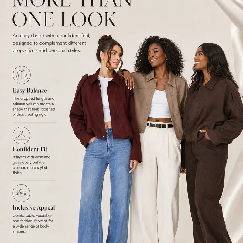 Katch Me Chic(US/CN)Women's Winter Vintage Collared Zipper Long Sleeve Jacket, Cozy Solid Color Oversized Outerwear for Lady, Versatile Loose Outfits for Daily Wear, Soft Womenswear #TikTokMadeMeBuyIt #SohoChic #ComfyOutfit