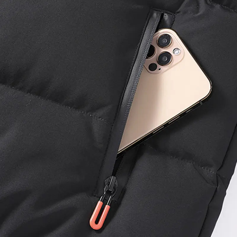 Men's Plain Fitted Long-Sleeve Windproof Stand-Collar Jacket - Zipper Closure, Cold-Weather Outerwear, S Size