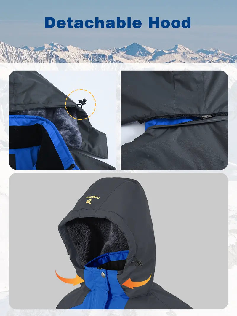 【Creator's Pick】GOPUNE Men's Ski Snow Jacket Waterproof Insulated Fleece Outdoor Mountain Hooded Winter Coat Sporty Breathable Outerwear big tall men clothing Size up to5XL #Christmas gift #RED GREEN