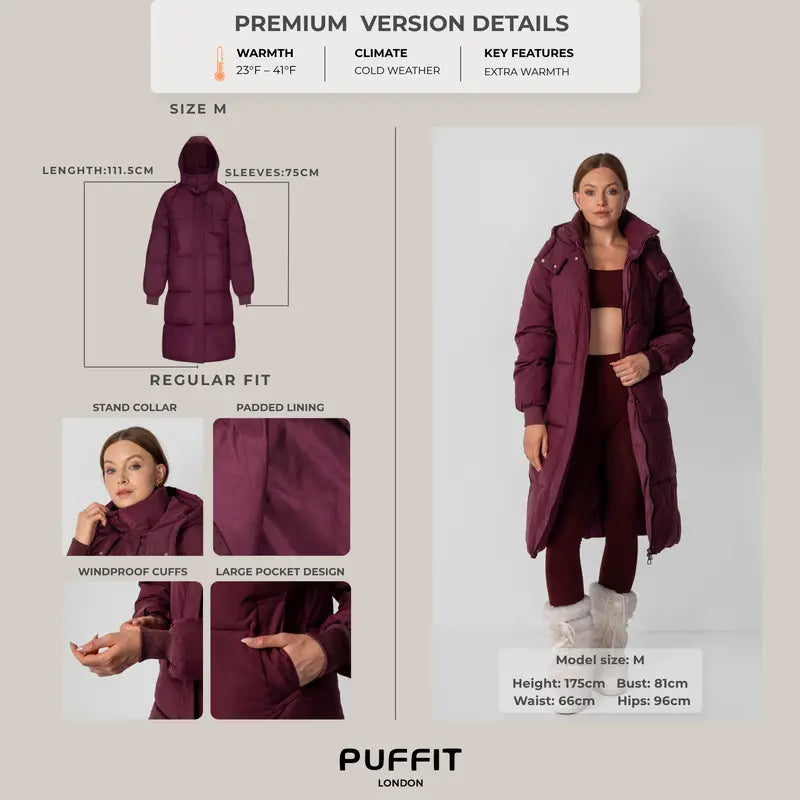 PUFFIT WarmCore Premium Classic Hooded Long Puffer Coat Women Long Ladies Quilted Outerwear Jacket Big Pocket,Water Repellent,Fall Winter Warm Basic Long Sleeve Tops Coat,Womenswear,2026 Shopping