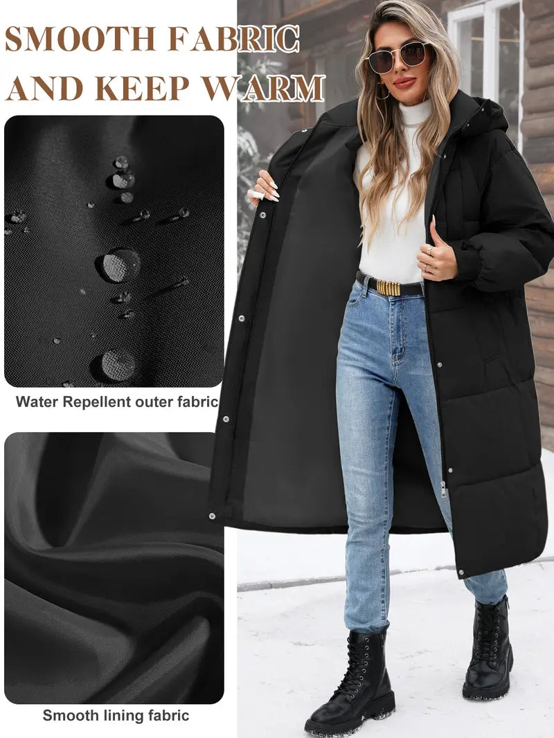 [Restock] UMIPUBO Winter Women's Long Quilted Puffer Jacket, Winter Thick Warm Hooded Zip-Up Parka with Pockets, Long Sleeve Loose Fit Casual Fashion Casual Outerwear, Loose Fit Jacket, Jackets Zip Up
