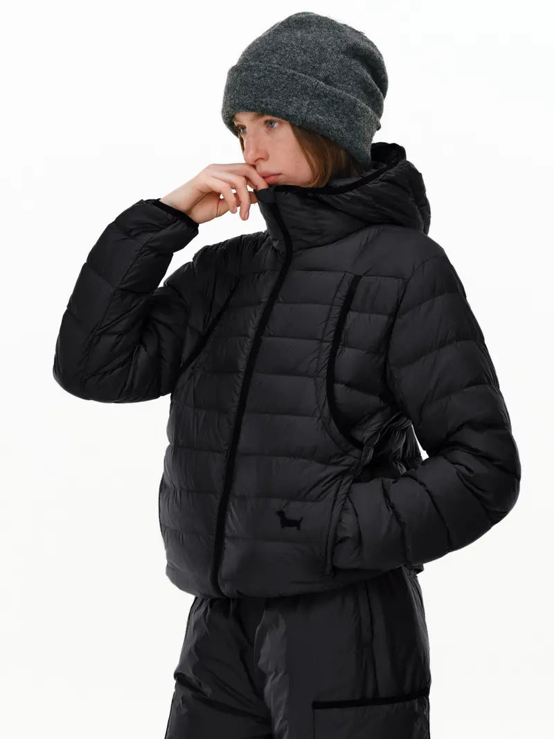 PCLP 90% White Duck Down Hooded Puffer Jacket – Lightweight Ribbed Quilted Winter Coat, Warm Insulated Unisex Outerwear