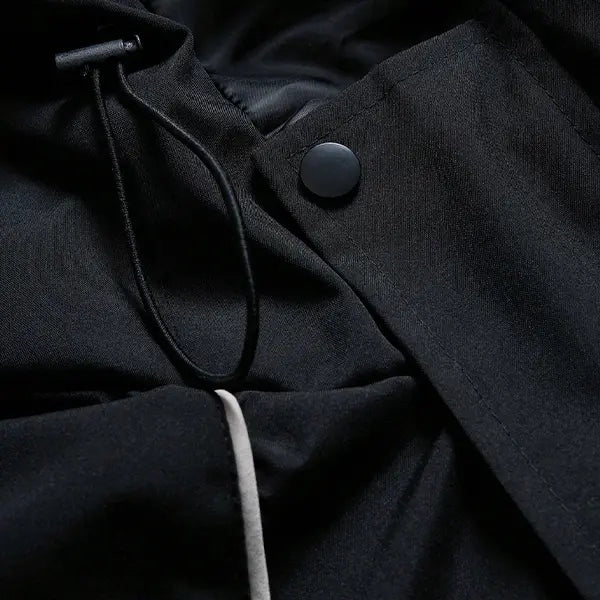 Men’s Fitted Short Hooded Windproof Hardshell Jacket - Adjustable Hood, Polyester Fabric, Lettering Detail, for Outdoor Hiking, Daily Commuting, Outfits