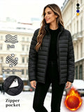 Women’s solid-color zip-up jacket, warm long-sleeve cotton outerwear (runs large—order one size down), hidden zipper pockets, suitable for autumn and winter, cold-resistant cotton coat/padded vest for outdoor everyday wear, new arrival for fall.