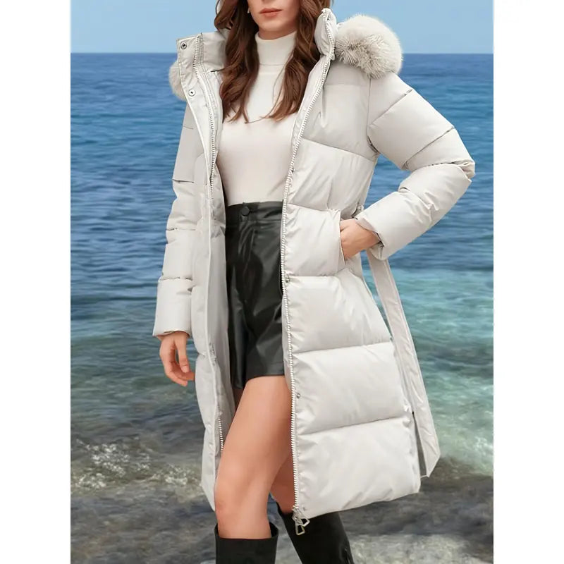 Autumn And Winter New Large Long-Sleeved Fashion Solid Color Hooded Coat White Duck Down Jacket Autumn And Winter Coat Warm Coat Autumn And Winter New Coat Women'S Down Jacket Women'S Autumn And Winter Coat Women'S Autumn And Winter Jacket Autumn an