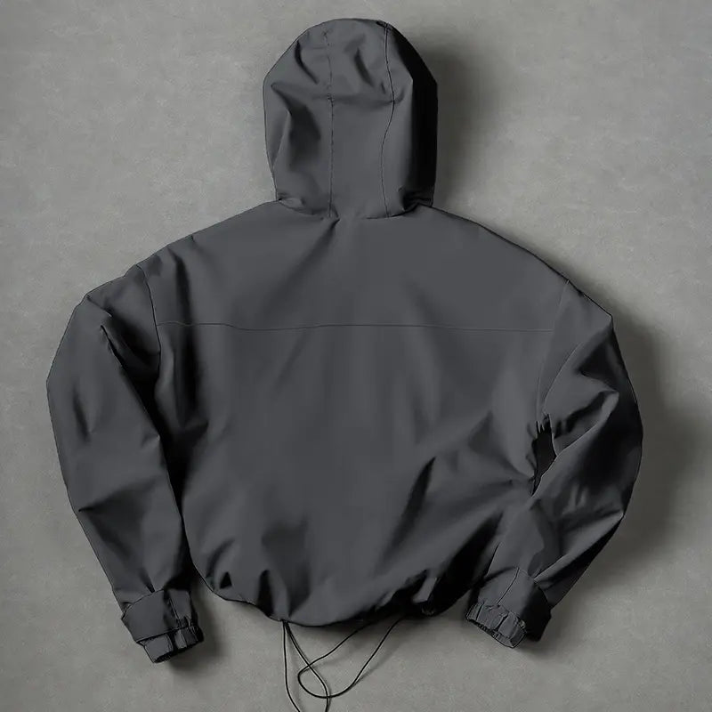 Hooded windproof zipper jacket Unisex Drawstring Hem & Hood Waterproof Diagonal Zip Pockets Adjustable Cuff Oversized Loose Y2K Grunge Hiking Daily Streetwear exercise Outerwear