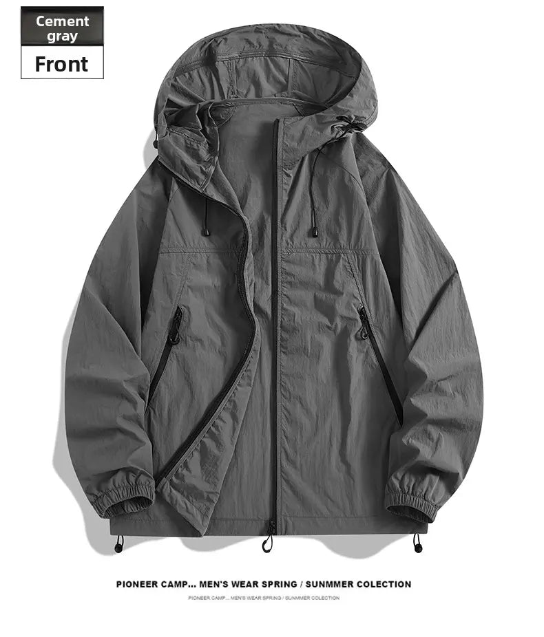 2026 Summer Hooded Sunscreen Clothing Skin Clothes Men's Summer Ultra Thin Breathable Outdoor Fishing Skin Windbreaker Fishing Sunscreen Coat