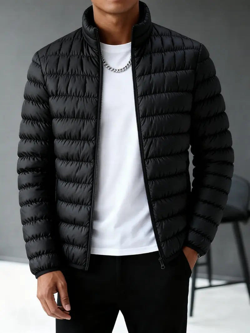 Functional Mensfashion Quilted Outerwear to Keep Warm, Slim‑fit Silhouette, Full‑zip Construction, Wind‑resistant Feature, Ideal for Traveling, Commuting and Various Cold‑season Casual Occasions