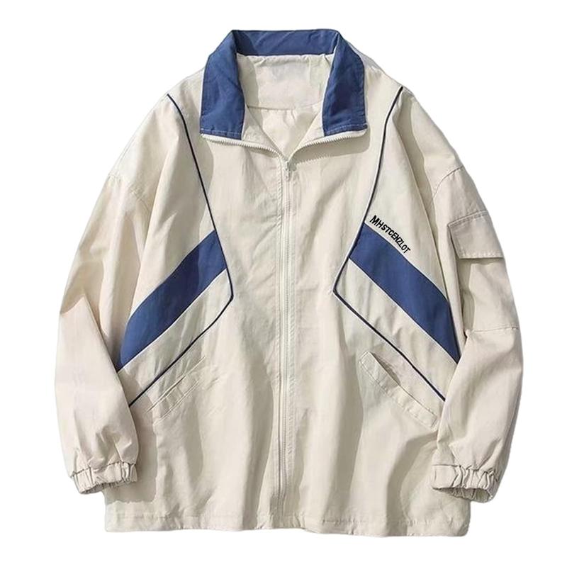 Gihuo Unisex Men Women Windbreaker Jacket Y2k Varsity Jackets Oversized Vintage 90s Jacket Casual Coats Tops Outerwear Long Sleeve Lightweight Unisex