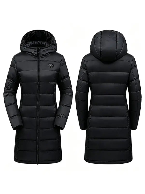 Norwell New Women's Heated Long Sleeve Puffer Down Jacket with 7.4V 5000mAh Battery Pack, Dual Control 7 Heat Zones Winter Windproof Waterproof Warm Slim Fit Coat with Hood for Commuting, Full-Zip Parka, Winter Outfits #FallFreshness #outdoorfun