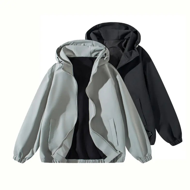 Men's Fitted Fashion Streetwear Crew Neck Waterproof Jacket - Quick-Dry, Moisture-Absorbing, Breathable Long-Sleeved Zip-Up Polyester Outdoor Wear - Suitable for Daily Leisure, Outdoor Activities