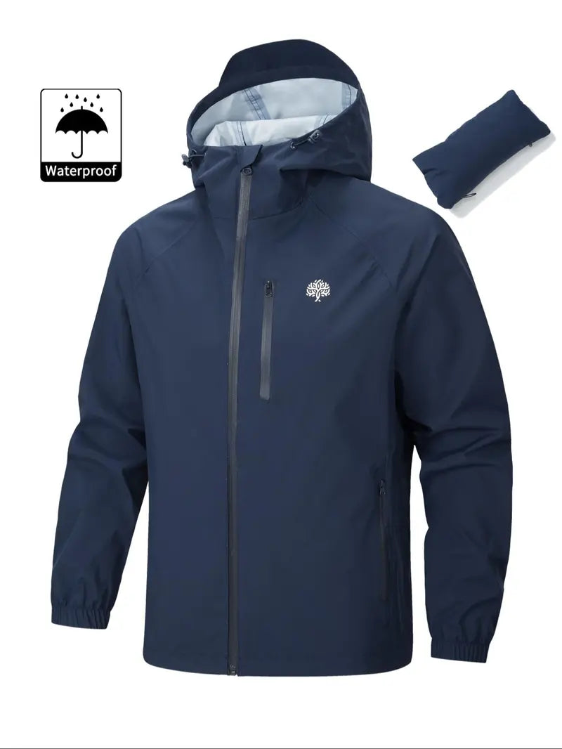 Men's Casual Sporty Hooded Jacket, Long Sleeve with Zipper & Pockets, Windproof & Waterproof, Lightweight & Soft, Ideal for Hiking, Cycling & Camping, Outerwear, Sports Casual Jacket