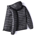 Men’s Glossy Hooded Cotton-Blend Jacket - Menswear Tops, Plain Stylish Lightweight Padded Zip-Up Windproof Outerwear, Suitable for Commuting, Outdoor Activities