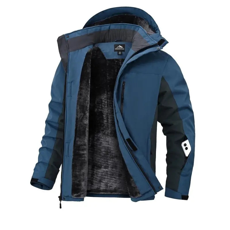 Men’s Thick Regular Polyester Plain Thermal Soft Hooded Fleece Jacket - Water-Resistant, Insulated Sports Outerwear with Pocket, Long Sleeve Shell Outer for Cold Weather Hiking Ski Coat