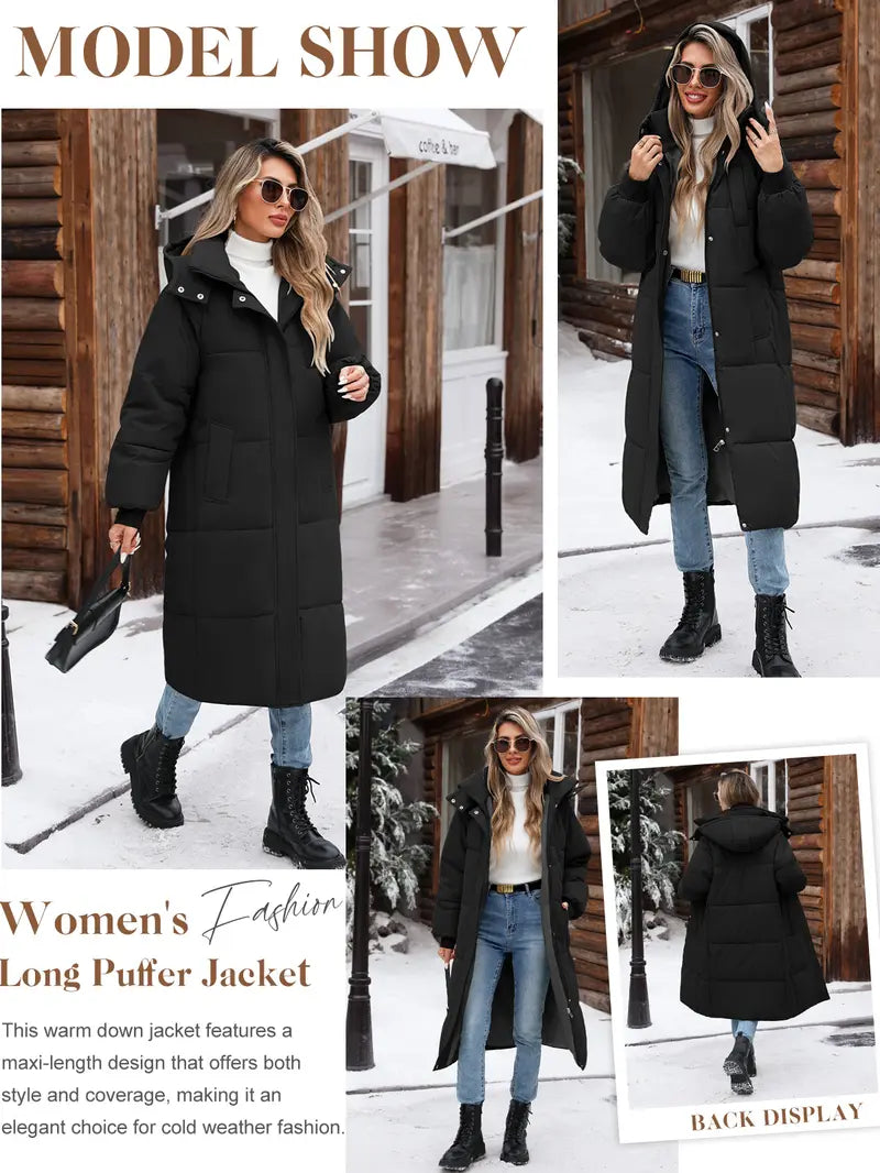 [Restock] UMIPUBO Winter Women's Long Quilted Puffer Jacket, Winter Thick Warm Hooded Zip-Up Parka with Pockets, Long Sleeve Loose Fit Casual Fashion Casual Outerwear, Loose Fit Jacket, Jackets Zip Up