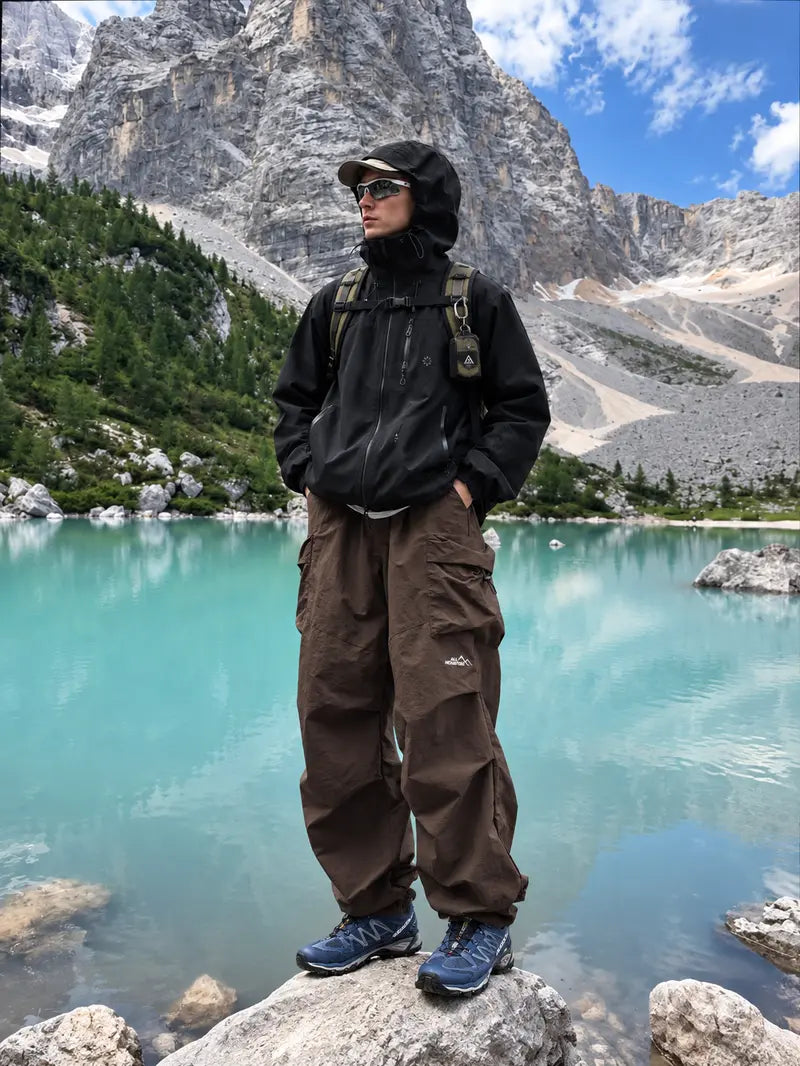 【CREATOR’S PICK】CAONAT Unisex Waterproof Hooded Jacket, Lightweight Outdoor Windbreaker with Zip Pockets, Adjustable Cuffs, Hiking & Casual Rain shell Jacket