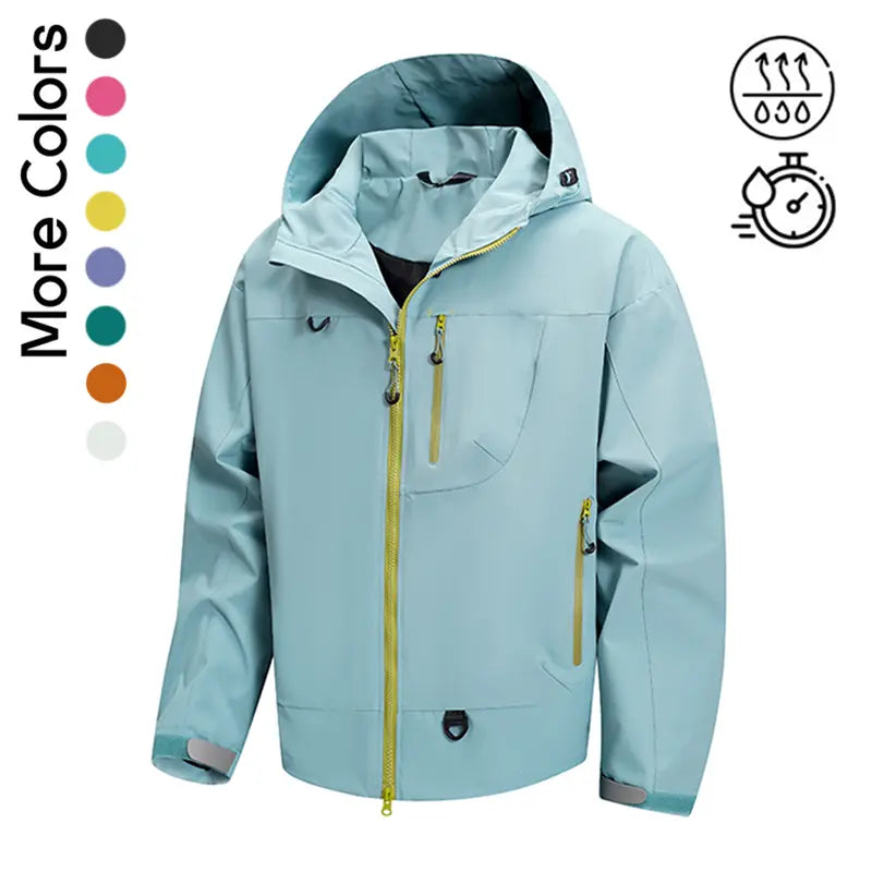 Men's Plain Polyester Long Sleeve Multi-Color Hooded Outdoor Coat - Splash-Proof, Windproof, Breathable, Lightweight, Tear-Resistant Windbreaker - Versatile Menswear Outerwear for Mountaineering, Daily Commuting