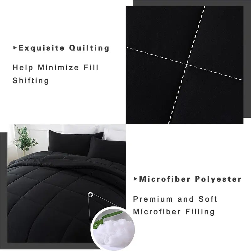 【Sohochic】DOWNCOOL Bedding Sets - 3-Piece All Seasons Down Alternative Comforter Set (2-Piece for Twin Size) with Pillowcase, Summer Turn Up, High-Quality Box Stitching Quilting, Gentle Cold Wash, Comforter Queen Size, Checkered Design
