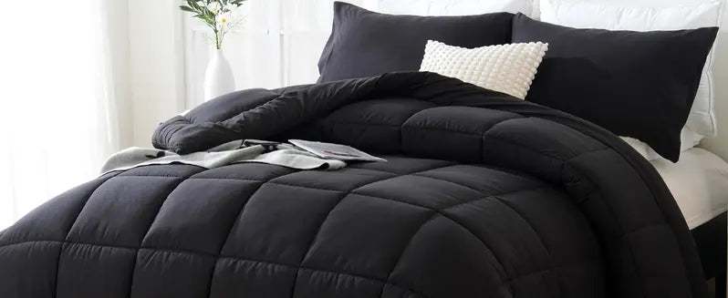 【Sohochic】DOWNCOOL Bedding Sets - 3-Piece All Seasons Down Alternative Comforter Set (2-Piece for Twin Size) with Pillowcase, Summer Turn Up, High-Quality Box Stitching Quilting, Gentle Cold Wash, Comforter Queen Size, Checkered Design
