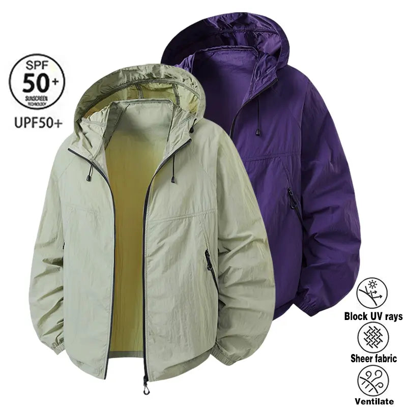 2026 Summer Hooded Sunscreen Clothing Skin Clothes Men's Summer Ultra Thin Breathable Outdoor Fishing Skin Windbreaker Fishing Sunscreen Coat