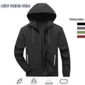 Men's Standard Lightweight Stylish Plain Polyester Hooded Windbreaker Jacket - Menswear Tops, Long Sleeve, Water-Resistant, Full-Zip, Reflective Zipper Pockets, Casual Coat for Outdoor Hiking, Daily Wear