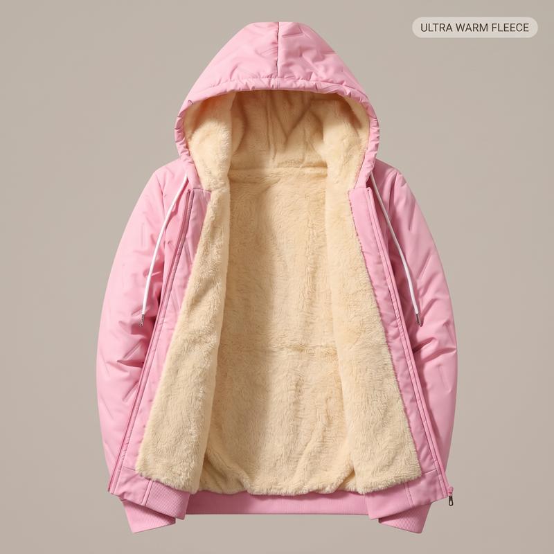 【JOGWAVE】Women’s Thick Padded Full-Zip Hooded Jacket | Windproof & Warm Winter Heavyweight Coat XS-2XL