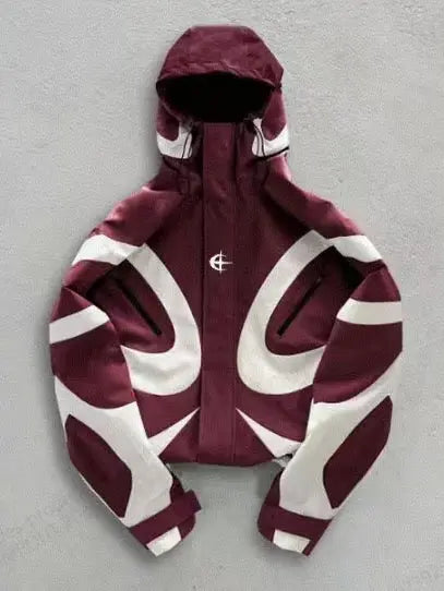 Men’s color-block hooded windproof jacket — loose street-style hoodie, lightweight casual outerwear with zippered pockets