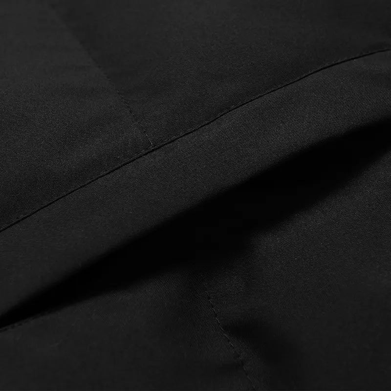 All-Black Men's Woven Hooded Jacket - Winter Thick Warm Slim Fit Long-Sleeve Casual Top, Detachable Faux Fur Collar, Couples Style, Zipper, Drawstring, Layering Outerwear Essential, M Size, Fitted Fleece Lining, New Year Wear