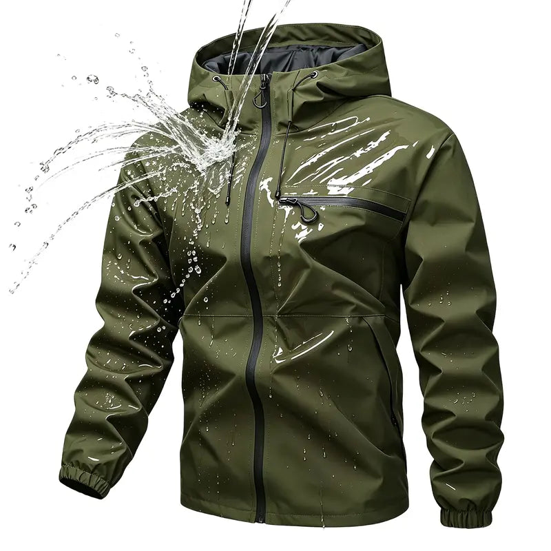 JOGWAVE Men’s Lightweight Hooded Windbreaker Jacket - Menswear Tops, Athletic Plain Regular Fit, Windproof Polyester, Long Sleeve, Zipper Closure, Pockets for Casual Outdoor Everyday Wear