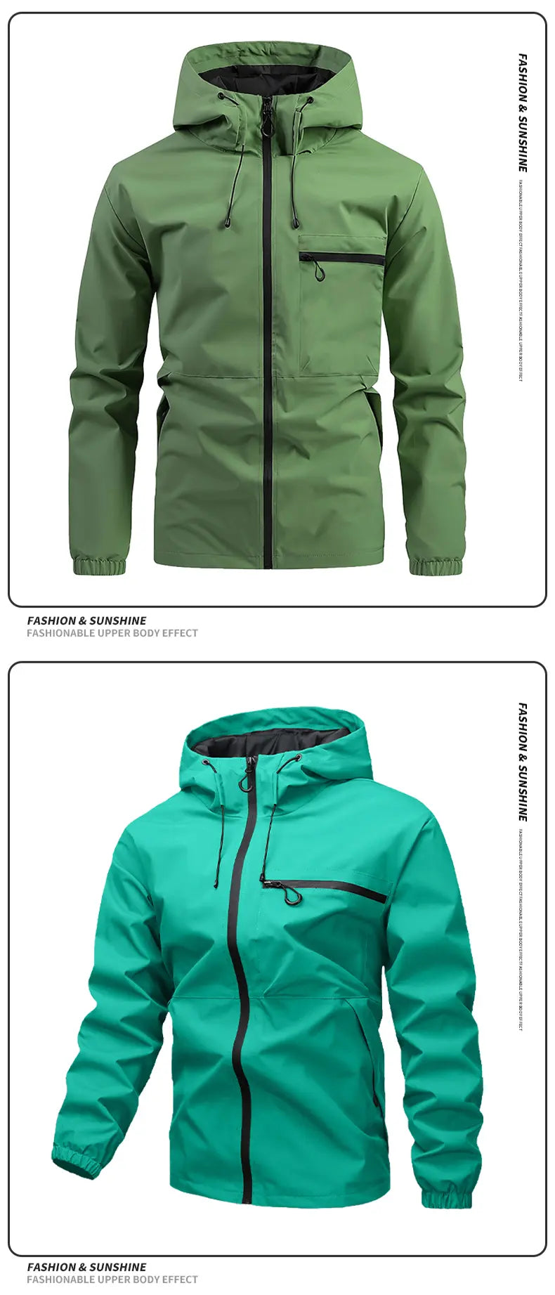 Men's casual hooded jacket, fashionable multi-purpose outdoor casual windproof and waterproof jacket with adjustable hat design, waterproof and wear-resistant surface design, suitable for daily commuting, cycling, park camping, clock in time, suit...