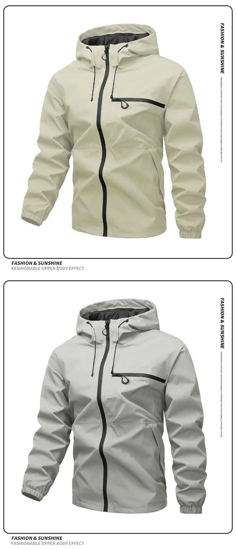 Men's casual hooded jacket, fashionable multi-purpose outdoor casual windproof and waterproof jacket with adjustable hat design, waterproof and wear-resistant surface design, suitable for daily commuting, cycling, park camping, clock in time, suit...