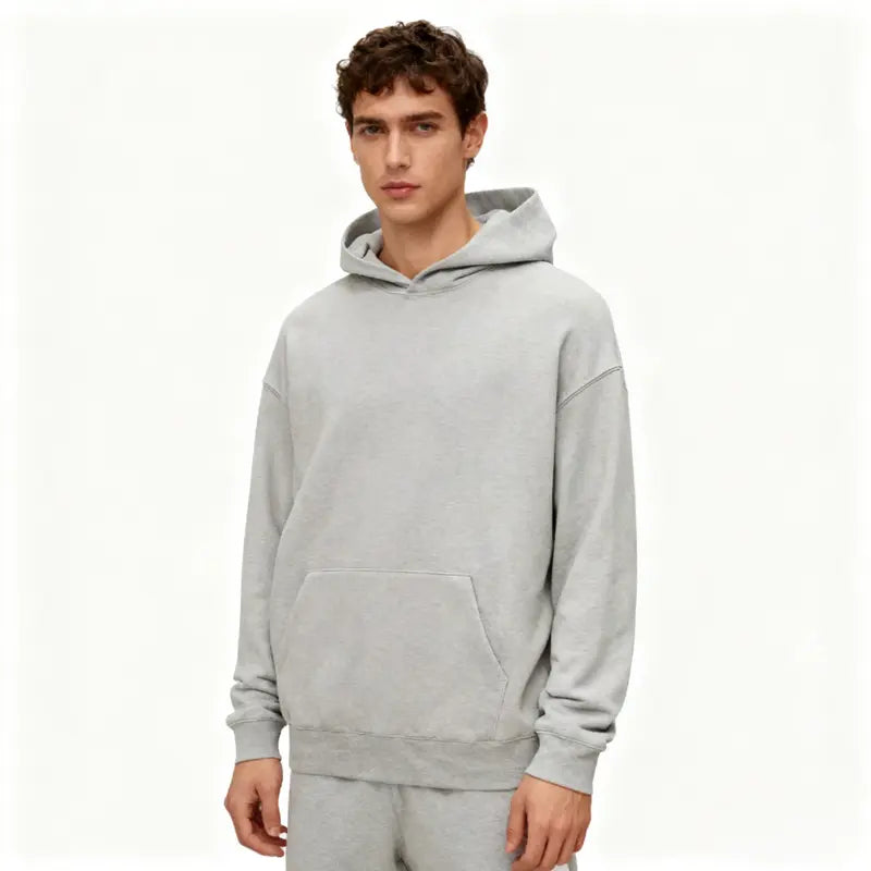 Men's Cotton-Poly Plain Solid Casual Long-Sleeve Fitted Pullover Hoodie - Soft, Breathable, Skin-Friendly, Lightweight, Machine-Washable Minimalist All-Seasons Streetwear Top