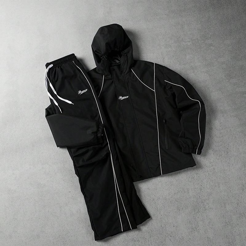 men's sweatsuit set Outdoor Windproof full zipper closure Jacket Stylish Hooded Athletic Coat Straight-Leg Casual pants para men 2 piece sets Athleisure Outfits Athleisure Tracksuit Set
