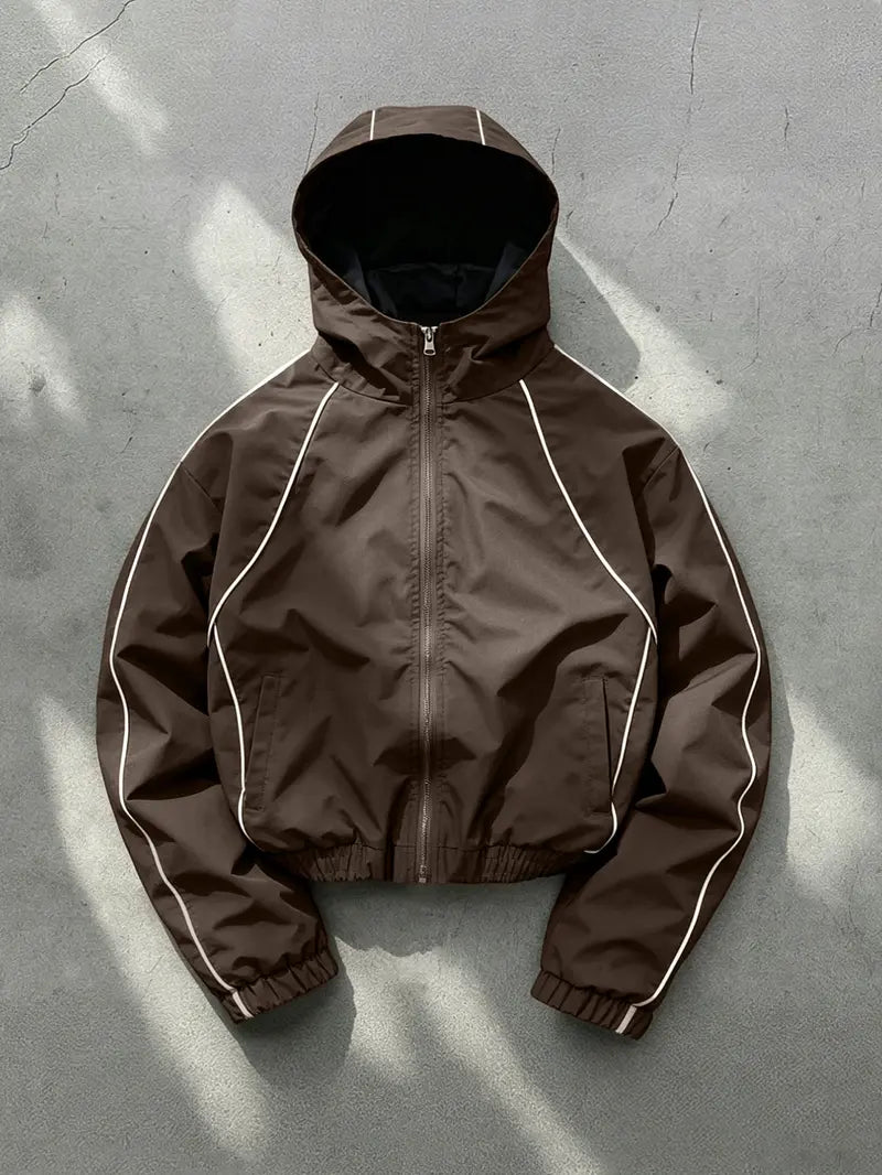 Men's Hooded, Long Sleeve Casual Style, Wind-Resistant Wrinkle-Free Fabric, Bright Color, All Seasons, Daily Wear, Night Run, Shopping, Coats, Street Casual Jacket